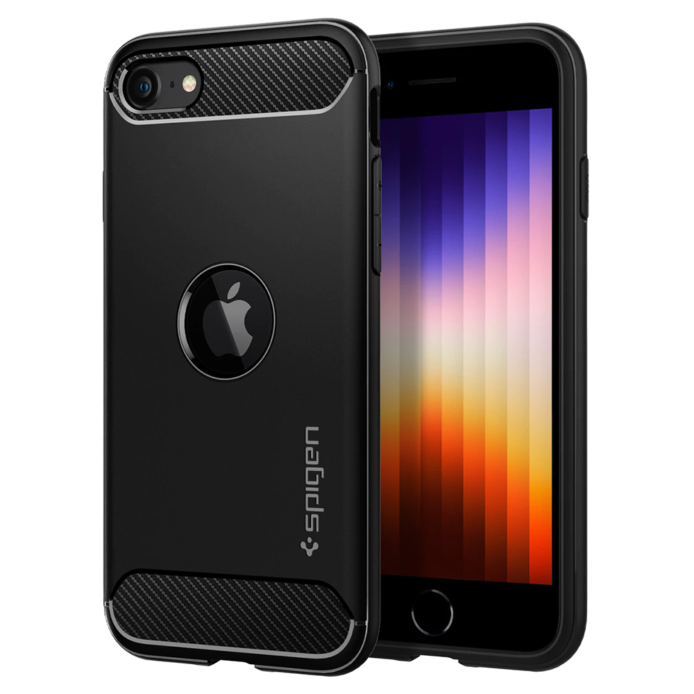 Spigen iPhone SE (2022 / 2020) Case Rugged Armor iPhone SE 3rd / 2nd Gen Casing Mil-Grade Protection Car Inspired Design Cover
